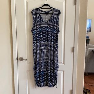Batik Midi Sheath Dress with Ruching